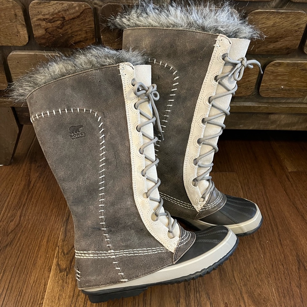 Sorel Cate The Great Tall Leather Snow Boots Size 6